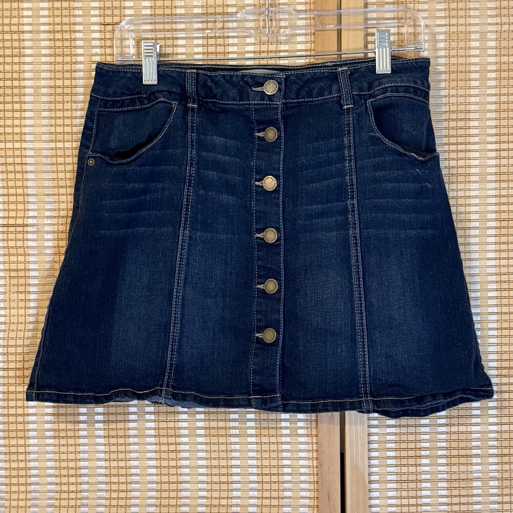 Jolt Womens 7‎ Denim Skirt Button Up Mini Preppy Boho Whimsigoth Grunge Western